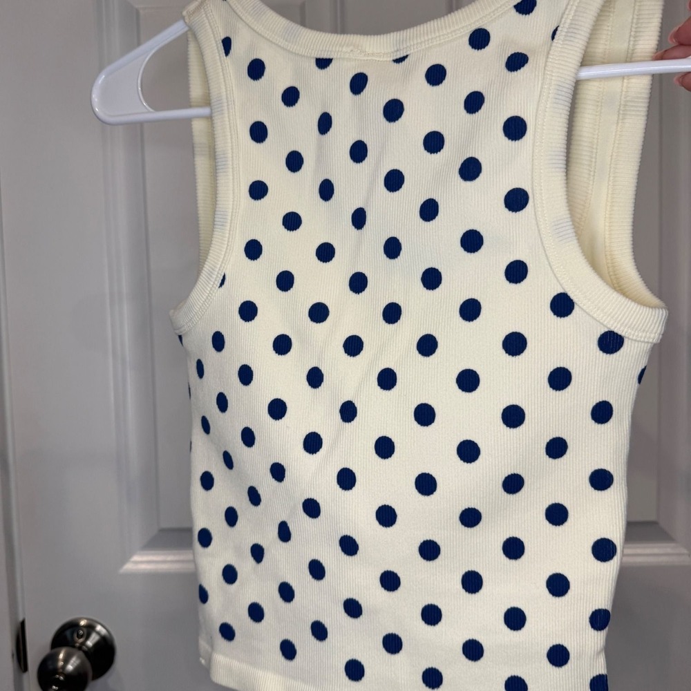 AS Revival Active Polka Dot Crop Tank Cream Navy Blue Size M/L - Picture 8 of 8